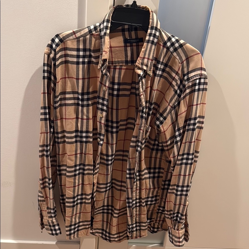 Vintage Burberry Beige Check Button Down Shirt
